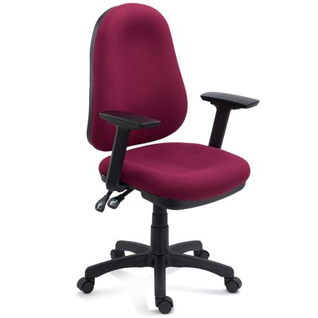 Ergonomischer Bürostuhl ZENIT, 3D-Armlehnen, gepolsterte Sitzfläche und Rückenlehne, Stoffbezug, Farbe Rot