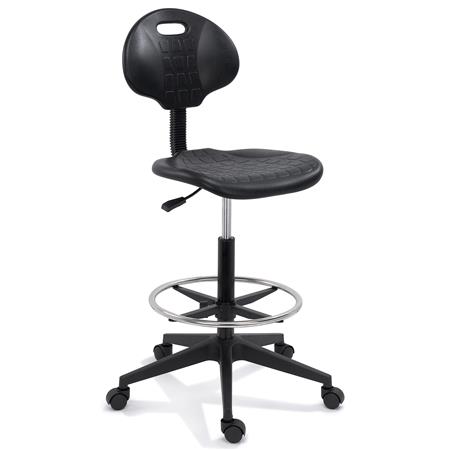Bürohocker CORE, ergonomisch geformte Sitzfläche, Kunststoff, Farbe Schwarz