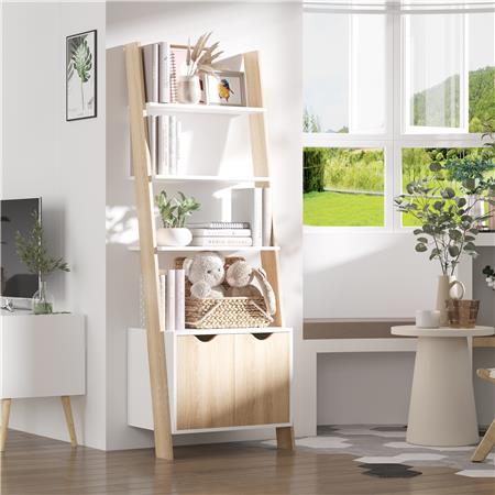 Büroregal ONXA, nordischer Stil, 60 x 40 x 171 cm, aus Holz in den Farben Weiß und Eiche