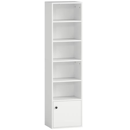 Büroregal ALMON, elegantes Design mit Schrank, 40 × 30 × 156 cm, Farbe Weiß