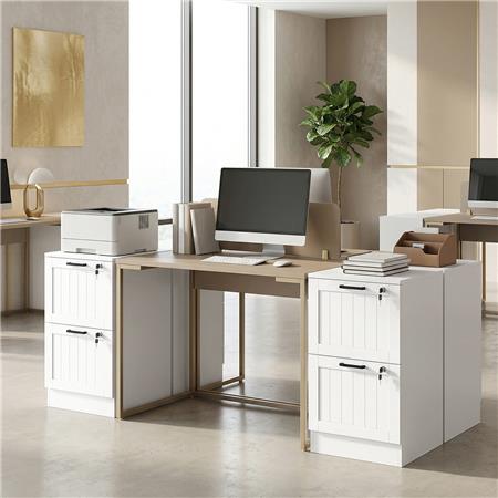 Aktenschrank CAMY mit Hängeregister, 2 Schubladen, MDF-Holz, Farbe Weiß