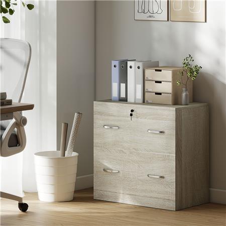 Aktenschrank HERO, 2 Schubladen, 77 x 42 x 72 cm, Farbe Eiche