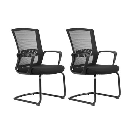 Im 2er Set: Besucherstuhl IBIZA V, Freischwinger, schwarzes Metallgestell, mit Lordosenstütze, Farbe Schwarz