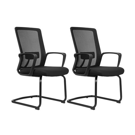 Im 2er Set: Besucherstuhl ERGOCITY V, eleganter Freischwinger mit Lordosenstütze, Farbe Schwarz