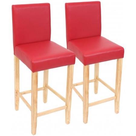 Im 2er-Set Holzhocker PRESTO, sehr stabil, in hochwertigem Kunstleder, Farbe Rot
