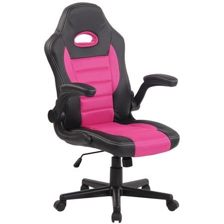 Gamingstuhl LOTUS, klappbare Armlehnen, Leder und atmungsaktiver Netzbezug, Farbe Hellrot