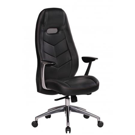 Gamingstuhl FANGIO, exklusives sportliches Design, Naturlederbezug, Farbe Schwarz