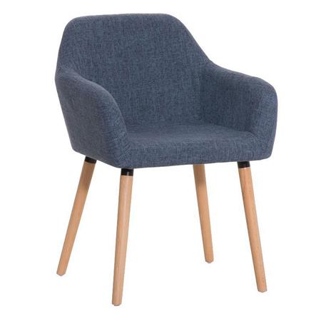 Besucherstuhl NEBEL, dicke Polsterung, Stoffbezug, Gestell und Stuhlbeine aus Holz, Farbe Blau