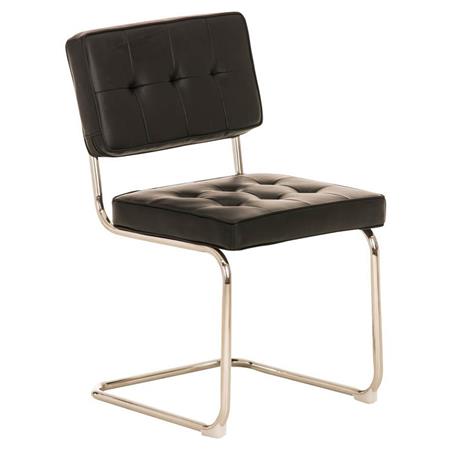 Konferenzstuhl CHIVO LEDER, Metallgestell, dicke Polsterung, im Capitone-Stil, Farbe Schwarz