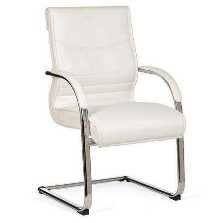 Besucherstuhl PINDO, dicke Polsterung, elegantes Design, Leder, Farbe Weiß