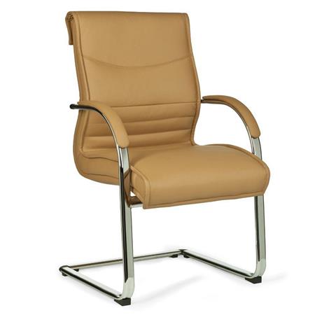 Besucherstuhl PINDO, dicke Polsterung, elegantes Design, Leder, Farbe Braun