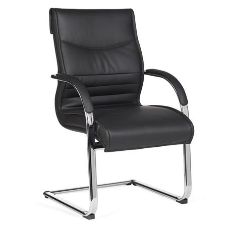 Besucherstuhl PINDO, dicke Polsterung, elegantes Design, Leder, Farbe Schwarz