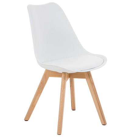 Besucherstuhl BOSPORUS, Stuhlbeine aus hellem Holz, Sitzbezug aus Kunstleder, Gestell mit Stoffbezug, Farbe Weiß