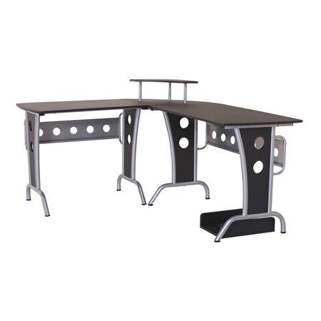 Eckschreibtisch KÖNIG, Abmessungen 165x145x86 cm, Metallgestell, Holz, Farbe Schwarz