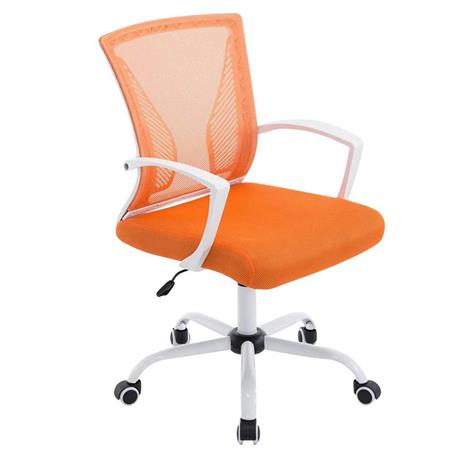 Bürostuhl CUBA WHITE, Metallgestell, atmungsaktiver Netzbezug, Farbe Orange