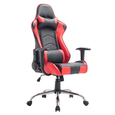 Gamingstuhl ZELDA, verstellbare Rückenlehne, Lordose- & Nackenkissen, Metallfußkreuz, Farbe Schwarz / Rot