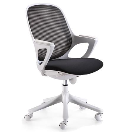 Ergonomischer Bürostuhl LUNA, exklusives Design, atmungsaktiver Stoff und Netzstoff, Farbe Weiß / Schwarz