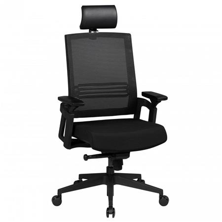 Ergonomischer Bürostuhl SIRA, Lordosenstütze, verstellbare Armlehnen, atmungsaktiver Netzbezug, Farbe Schwarz