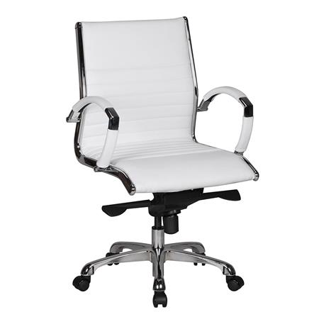 Bürostuhl BAYERN 10, Chromgestell, sehr elegant, Echtleder, Farbe Weiß