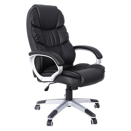 Chefsessel OLIVIA, dicke Polsterung, belastbar bis zu 150 kg, Lederbezug, Farbe Schwarz