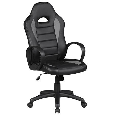 Gaming-Stuhl SEAN, sportliches Design, sehr bequem, Lederbezug, Farbe Schwarz / Grau