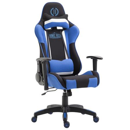 Gaming-Stuhl JEMEX STOFF, neigbare Rückenlehne, inkl. Kissen, Farbe Schwarz/Blau