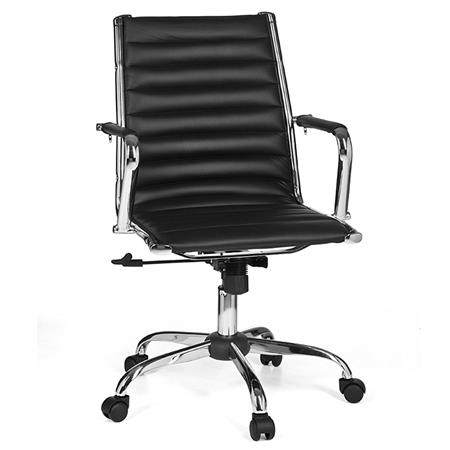 Designerstuhl MENGEN 10, Metallgestell, Lederbezug mit Quersteppung, Farbe Schwarz