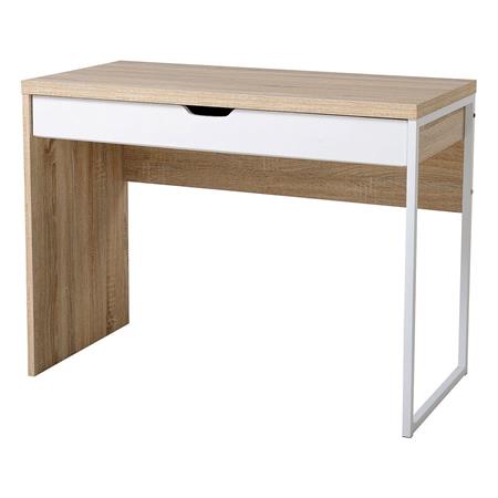 Computertisch HANS, mit Schublade, 100 x 50 x 75, Holz, Farbe Eiche und Weiß