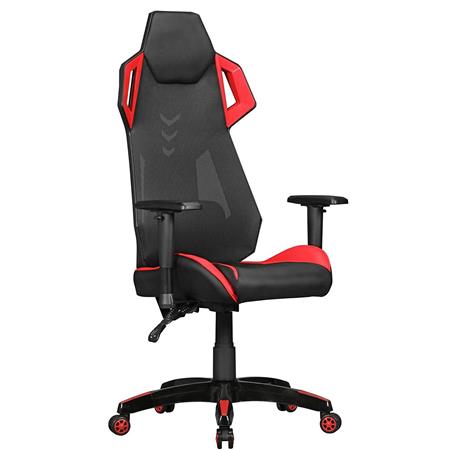 Gaming-Stuhl GAMEPAK, ergonomisch, mit Lordosenstütze, Leder- und Netzbezug, Farbe Schwarz / Rot
