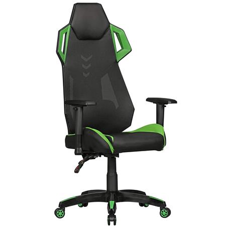 Gaming-Stuhl GAMEPAK, ergonomisch, mit Lordosenstütze, Leder- und Netzbezug, Farbe Schwarz / Grün