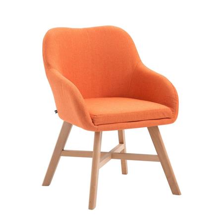 Besucherstuhl EIFEL, sehr exklusives Modell, 4-Fußgestell aus naturbelassenem Holz, Stoffbezug Orange