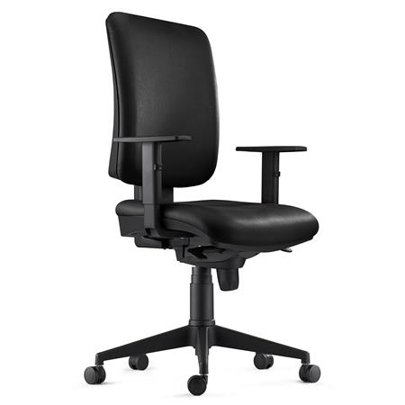 Ergonomischer Bürostuhl PIERO LEDER PRO, verstellbare Armlehnen, Farbe Schwarz