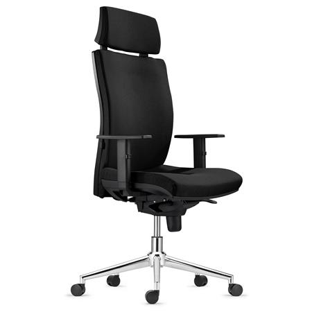 Ergonomischer Bürostuhl MARVEL STOFF METALL, Kopf- und Lordosenstütze, Farbe Schwarz