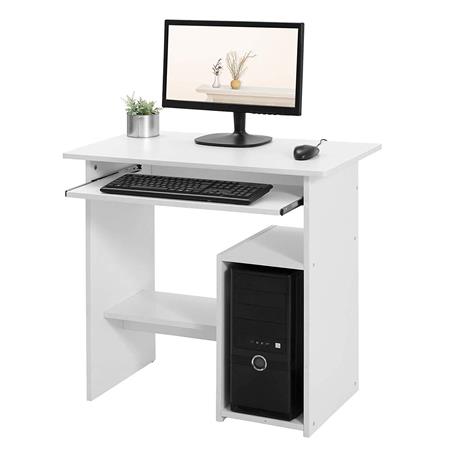 Computertisch ORNELLA, 80 x 48 x 76 cm, mit Tastaturauszug, in Holz, Farbe Weiß