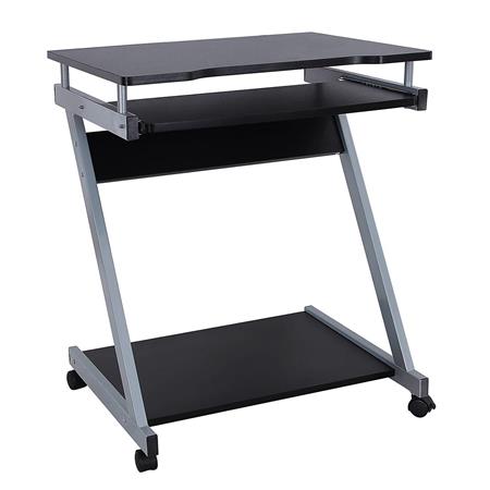 Computertisch mit Rollen FREIBURG, 60 x 48 x 73 cm, Holz, Farbe Schwarz