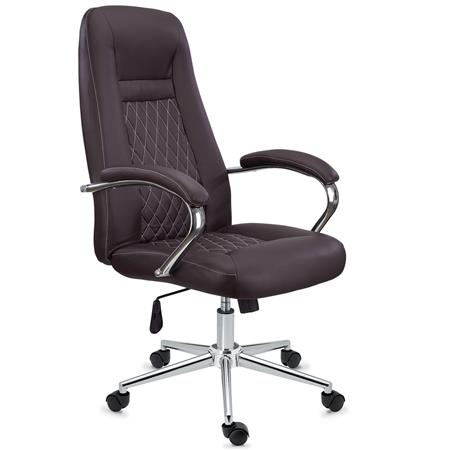 Chefsessel ISTANBUL, exklusives Design mit Lederbezug und Ziernähten, Stahlstruktur, Farbe Dunkelbraun