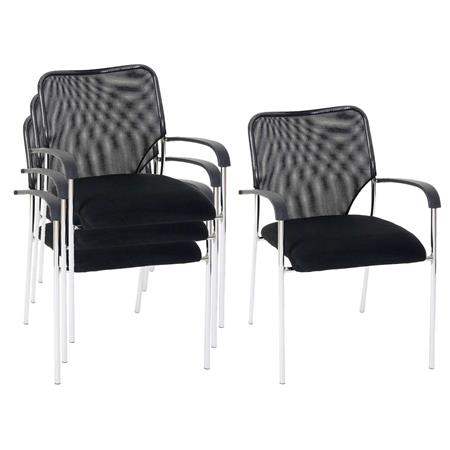 Im 4er-Set: Konferenzstuhl JAMAIKA, robust und sehr bequem, atmungsaktiver Netzstoff, Farbe Schwarz