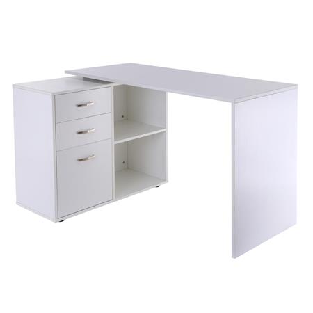 Bürotisch ERFURT, mit Regalen und Schubladen, Holz, Farbe Weiß