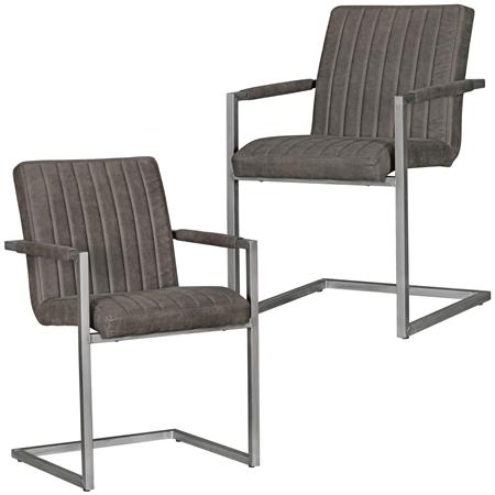 Im 2er-Set: Besucherstuhl KÖLN, Retro-Stil, Metallgestell in Grau, Farbe Grau