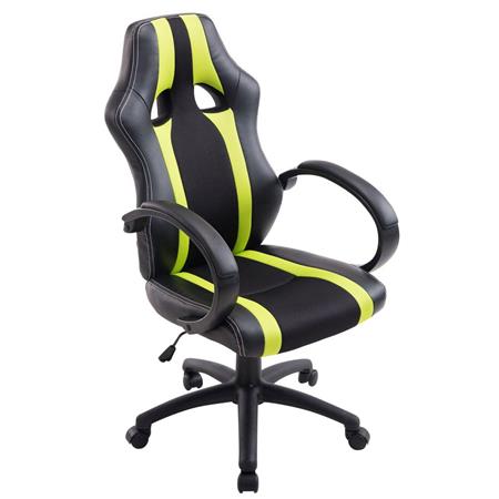 Gaming-Stuhl KUBICA, hohe Rückenlehne, dicke Polsterung, Leder- und Netzstoffbezug, Farbe Schwarz / Grün