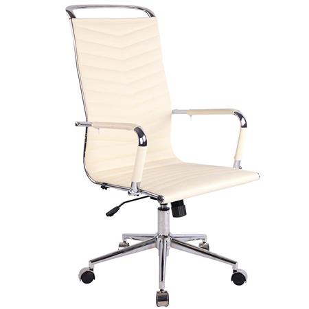 Bürostuhl SIGRID mit hoher Rückenlehne, elegantes Design, Lederbezug, Farbe Beige