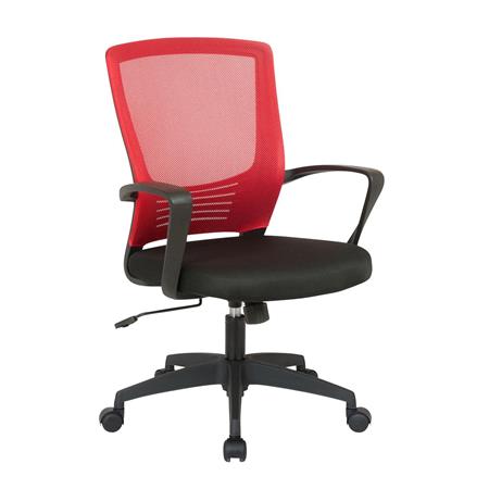 Schreibtischstuhl MALIBU, auffälliges Design, Stoff und atmungsaktives Netz, Farbe Rot