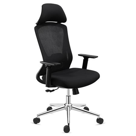 Ergonomischer Bürostuhl RIVER mit Kopfstütze, modernes Design, Wippfunktion, Farbe Schwarz