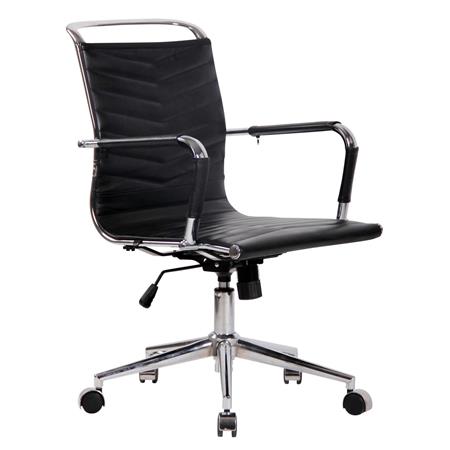 Bürostuhl SIGRID in NATURLEDER, elegantes Design, Farbe Schwarz