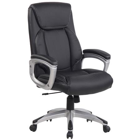 Chefsessel MIRANDA, dicke Polsterung, Wippmechanismus, Lederbezug, Farbe Schwarz