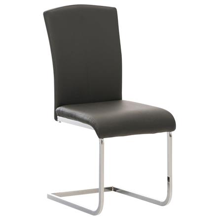 Besucherstuhl FOSTER, tolles Design, verchromtes Metallgestell, Kunstleder, Farbe Grau