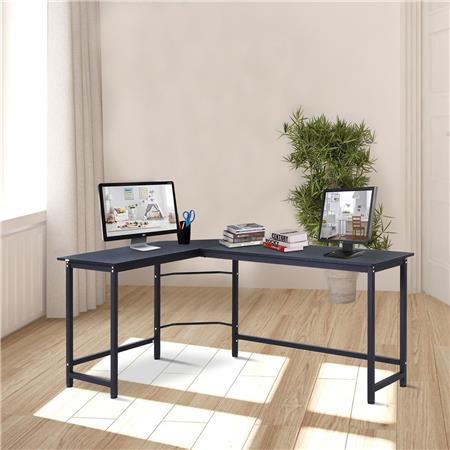 Eckschreibtisch ISMA, Holz und Metall, Abmessungen 168x120x75 cm, Farbe Schwarz