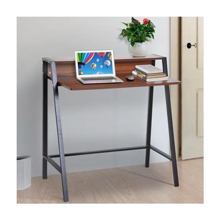 Computertisch NELY, 84x45x85 cm, schwarzes Metallgestell, Farbe Nuss