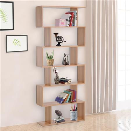 Bücherregal KEDER, 80x23x192 cm, Elegantes Design, S-Form, Holz, Farbe Eiche