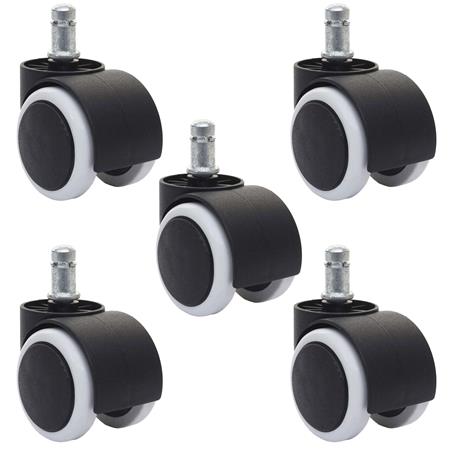 5er-Set Hartbodenrollen BLADE 11x50 mm, Gummibeschichtung, Farbe Weiß